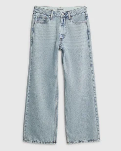 Petite Blue High Rise Relaxed Straight Jeans