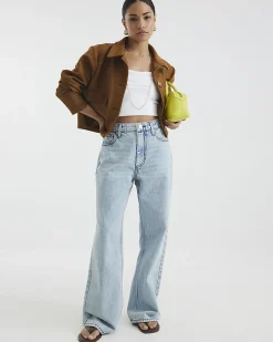 Petite Blue High Rise Relaxed Straight Jeans