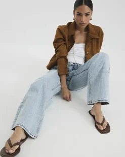 Petite Blue High Rise Relaxed Straight Jeans