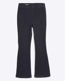 Petite Blue High Waisted Pull On Flared Jeans