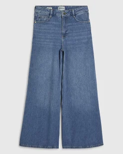 Petite Blue High Waisted Soft Wide Leg Jeans