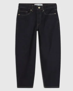 Petite Blue Mid Rise Barrel Leg Jeans