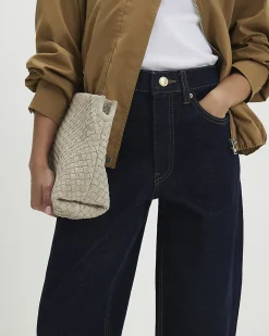 Petite Blue Mid Rise Barrel Leg Jeans