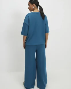 Petite Blue Premium Wide Leg Joggers