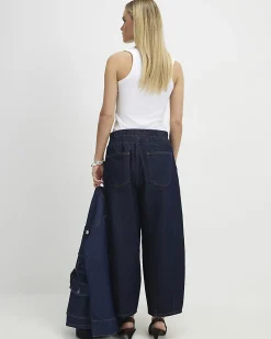 Petite Blue Pull On Barrel Jeans
