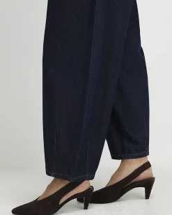 Petite Blue Pull On Barrel Jeans