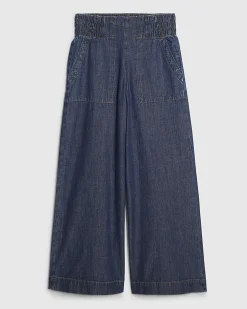 Petite Blue Pull On Wide Leg Jeans