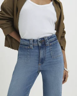 Petite Blue Relaxed Flare Jeans