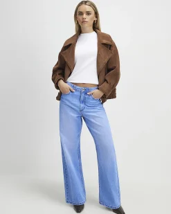 Petite Blue Relaxed Straight Leg Jeans