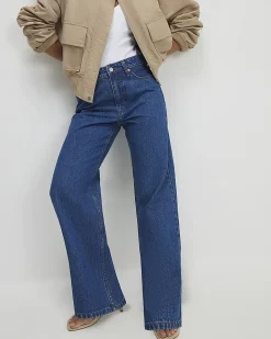 Petite Blue Relaxed Straight Leg Jeans