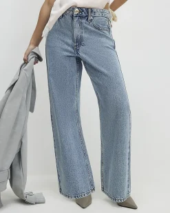Petite Blue Relaxed Straight Leg Jeans