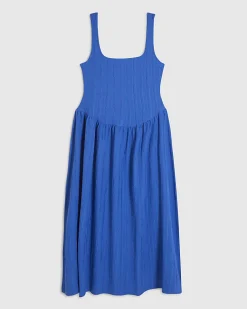 Petite Blue Textured Midi Dress