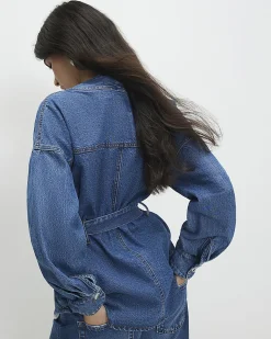 Petite Blue Tie front Denim Jacket