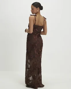 Petite Brown Cornelli Maxi Dress