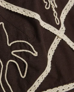 Petite Brown Embroidered Halter Mini Dress