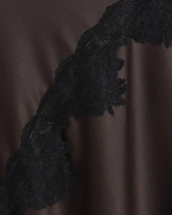 Petite Brown Lace Hybrid Drape Midi Dress