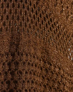 Petite Brown Metallic Knit Mini Beach Dress