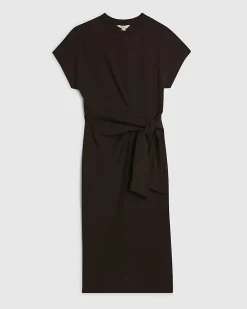 Petite Brown Premium Knot Midi Dress