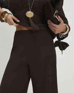 Petite Brown Pull On Textured Culottes