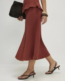 Petite Brown Textured Full Skirt