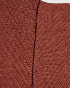 Petite Brown Textured Grown On Neck Top
