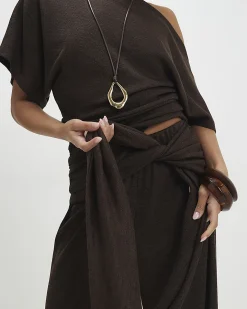 Petite Brown Tie Waist Trousers