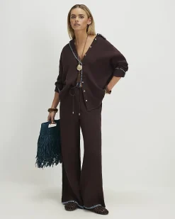 Petite Brown Whipstitch Shirt