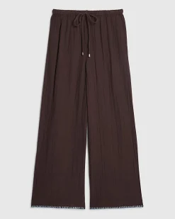 Petite Brown Whipstitch Trousers