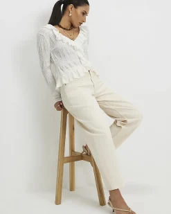 Petite Cream Barrel Leg Jeans