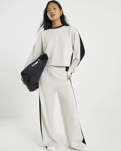 Petite Cream Colour Block Batwing Sweatshirt