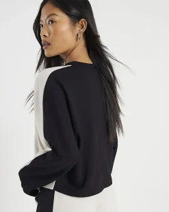 Petite Cream Colour Block Batwing Sweatshirt