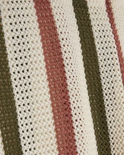Petite Cream Crochet Stripe Wide Leg Trousers