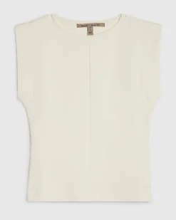 Petite Cream Fitted Knit Sleeveless Top