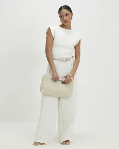 Petite Cream Fitted Knit Sleeveless Top