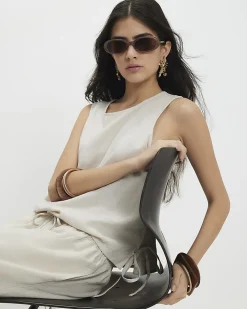 Petite Cream Linen Blend Tank Top