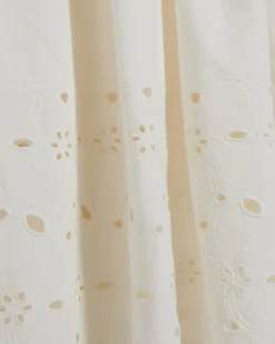 Petite Cream Poplin Broderie Hem Midi Dress