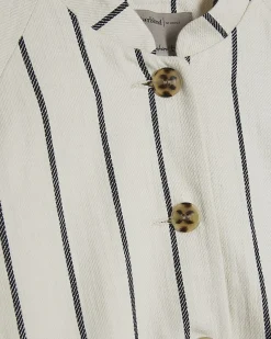 Petite Cream Stripe Bomber Jacket