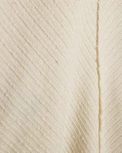 Petite Cream Textured Grown On Neck Top