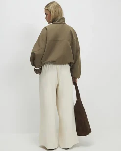 Petite Cream Wide Leg Tailored Joggers