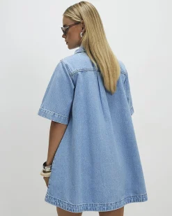 Petite Denim Button Through Dress
