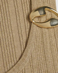 Petite Gold Knitted Maxi Dress