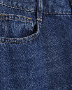 Petite Navy High Waisted Soft Wide Leg Jeans