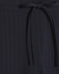 Petite Navy Pinstripe Crochet Joggers
