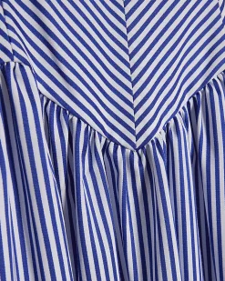 Petite Navy V Neck Stripe Midi Dress