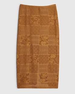 Petite Orange Lace Midi Skirt