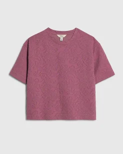 Petite Pink Jacquard Boxy T-Shirt