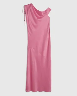 Petite Pink One Shoulder Maxi Slip Dress