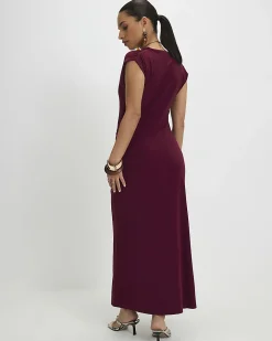 Petite Purple Ruched Maxi Dress