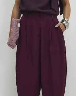 Petite Red Barrel Leg Trousers