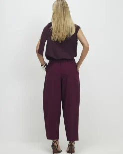 Petite Red Barrel Leg Trousers